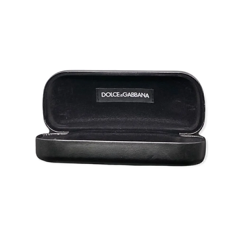 Dolce & Gabbana Black clamshell glasses case with black felt lining